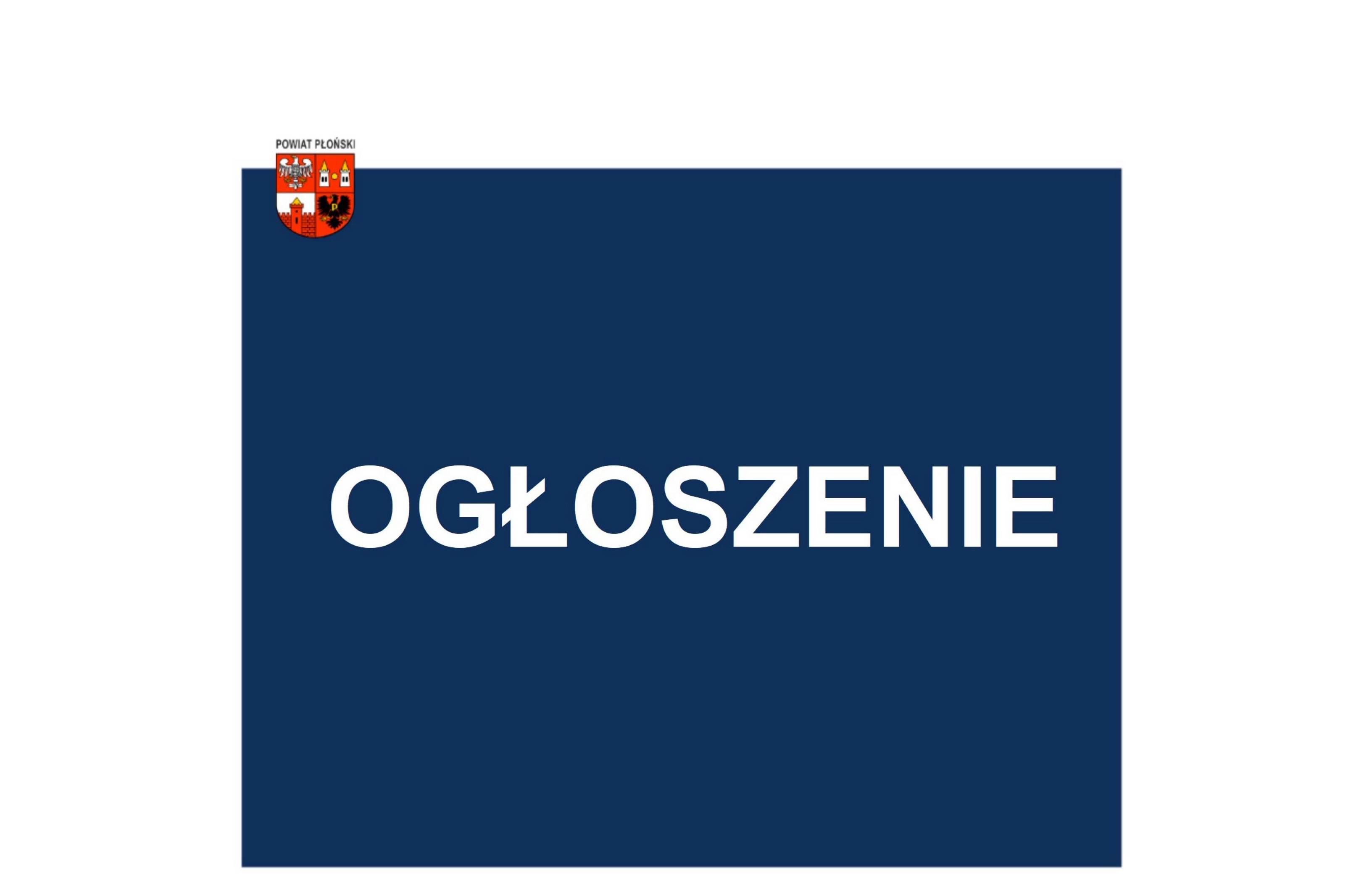 plakat z tekstem ogłoszenie i herbem powiatu płońskiego._01.jpg